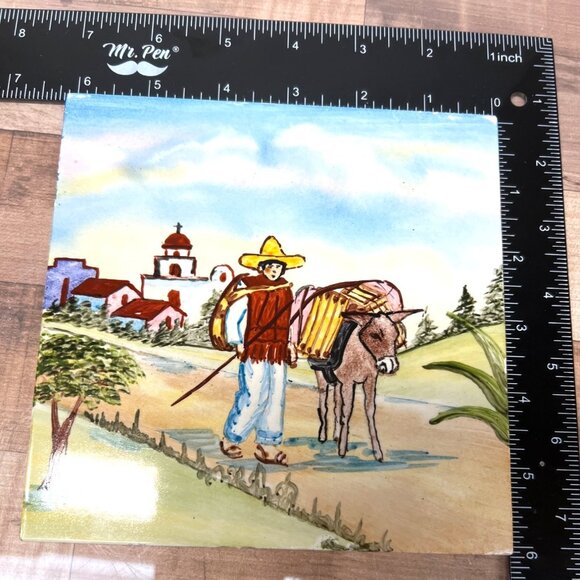 Decorative H&R Johnson Ltd Ceramic Tile With Mexican Scene Artwork - Picture 1 of 3